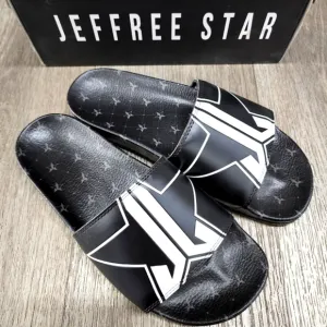 NWT Jeffree Star Black Slides Shoes Slippers Sandals 12 RARE
