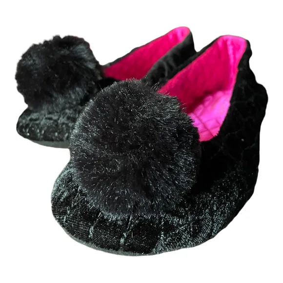 NWT Kate Spade New York Women's Fluffed Black Slippers Ballet Slippers Shoes