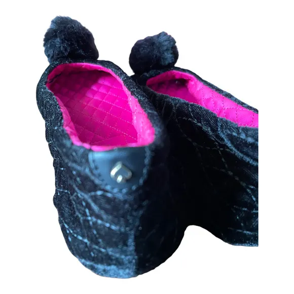 NWT Kate Spade New York Women's Fluffed Black Slippers Ballet Slippers Shoes