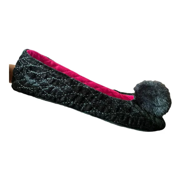 NWT Kate Spade New York Women's Fluffed Black Slippers Ballet Slippers Shoes