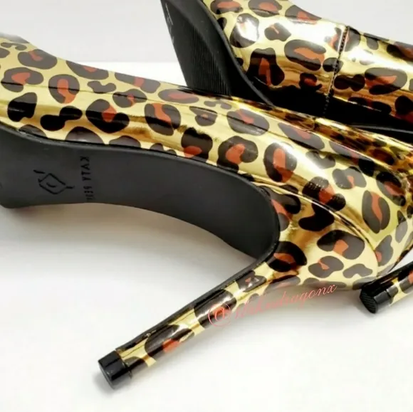 NWT Leopard Print  3&quot; Heels Pumps  Metallic Gold Leopard Print Heels Dress Shoes