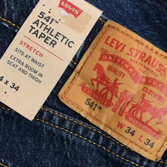 NWT  Levi's 541 Athletic Fit Stretch Men's Jeans 34x34 Levis W34 x L34 Dark