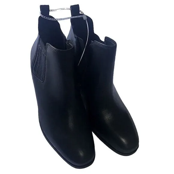 NWT LUCKY BRAND Black Women’s Leather Ankle Boots Zipper Elastic Close Size: 9.5