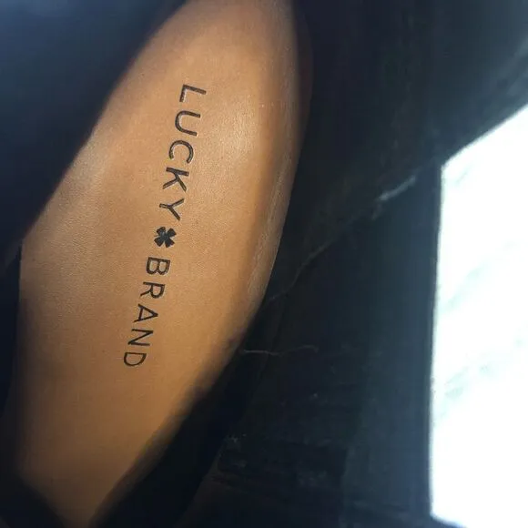 NWT LUCKY BRAND Black Women’s Leather Ankle Boots Zipper Elastic Close Size: 9.5