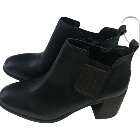 NWT LUCKY BRAND Black Women’s Leather Ankle Boots Zipper Elastic Close Size: 9.5