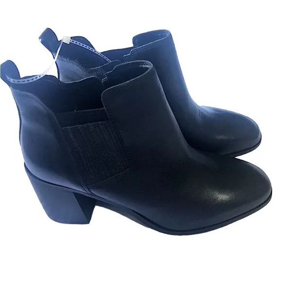 NWT LUCKY BRAND Black Women’s Leather Ankle Boots Zipper Elastic Close Size: 9.5