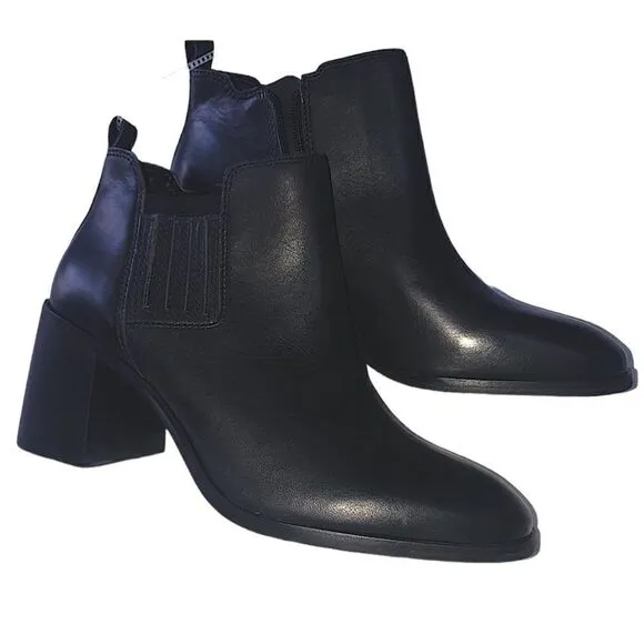 NWT LUCKY BRAND Black Women’s Leather Ankle Boots Zipper Elastic Close Size: 9.5