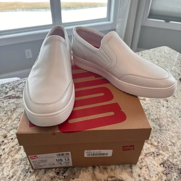 NWT Men’s Fitflop RALLY X LEATHER slip-on sneakers 13