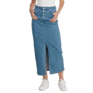 NWT OAT NEW YORK Women's Five Pocket Style Front Slit Denim Maxi Skirt