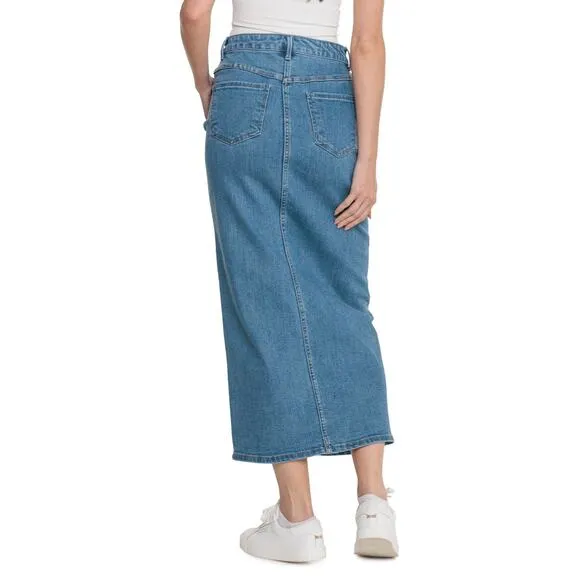 NWT OAT NEW YORK Women's Five Pocket Style Front Slit Denim Maxi Skirt