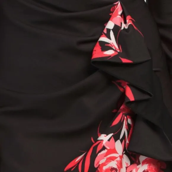 NWT Rachel Zoe Women's Floral Print Asymmetric Cascading Ruffle Midi Dress