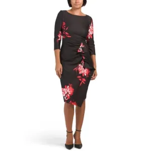 NWT Rachel Zoe Women's Floral Print Asymmetric Cascading Ruffle Midi Dress
