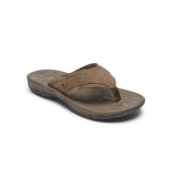 NWT ROCKPORT Mens Brown Lightweight Hayes Toe Slip On Thong Sandals Shoes 9 M