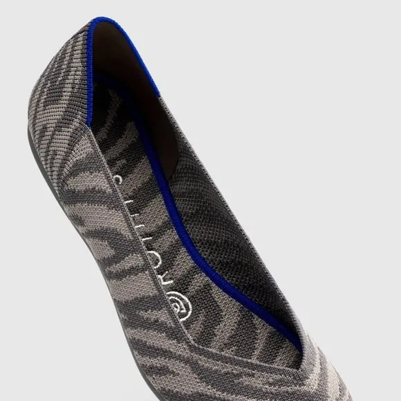 NWT Rothy’s  The Point – Grey Zebra Flat Shoes size 6