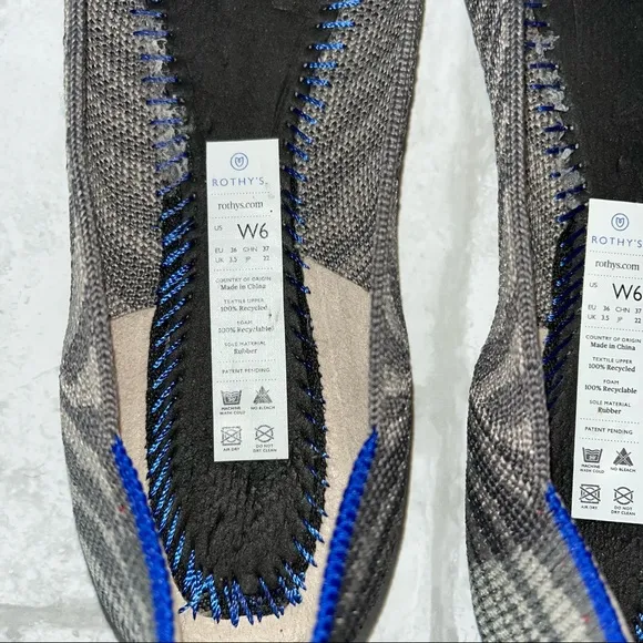 NWT Rothy’s  The Point – Grey Zebra Flat Shoes size 6
