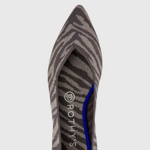 NWT Rothy’s  The Point – Grey Zebra Flat Shoes size 6