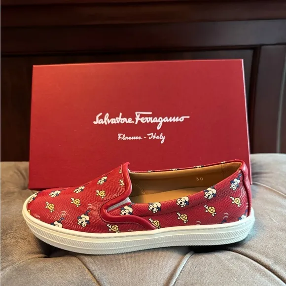 NWT Salvatore Ferragamo Kids Slip-On Sneakers