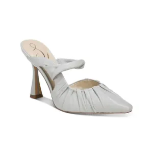 NWT SAM EDELMAN Womens Gray Tillary Flare Slide Leather Heeled Mules Shoes 8 M