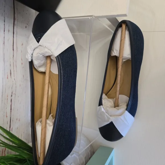 NWT Talbots Blair Cap Toe Ballet Flats Denim Size 8½ M