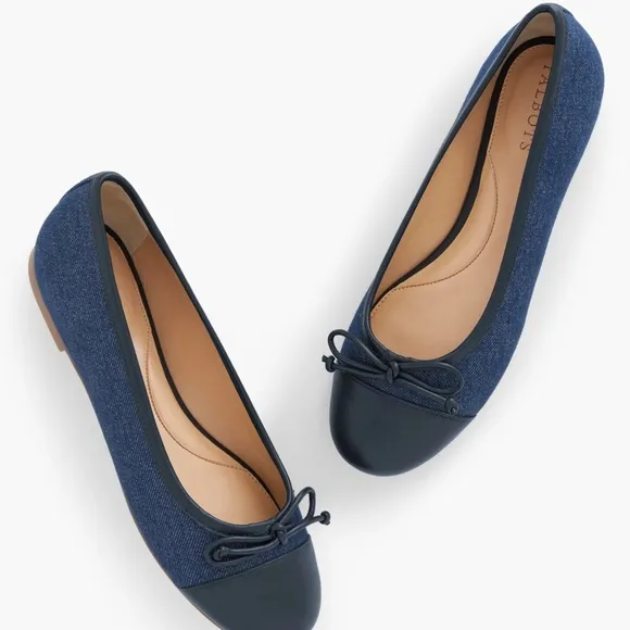 NWT Talbots Blair Cap Toe Ballet Flats Denim Size 8½ M