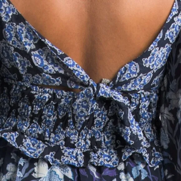 NWT Taylor Women's Floral Mixed Print Smocked Top Tiered Maxi Dress
