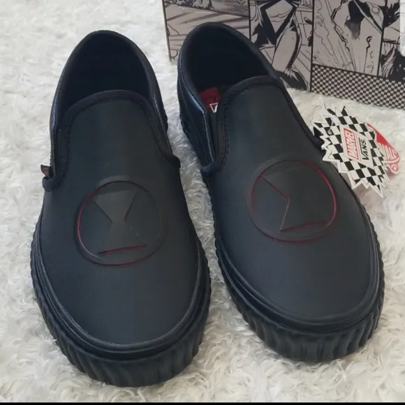 NWT Vans Marvel Black Widow Slip On Sneakers