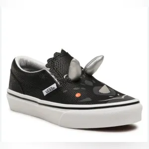🦏🖤NWT VANS OFF THE WALL TRICERATOPS DINOSAUR BLACK SLIP ON SIZE6T🖤🦏