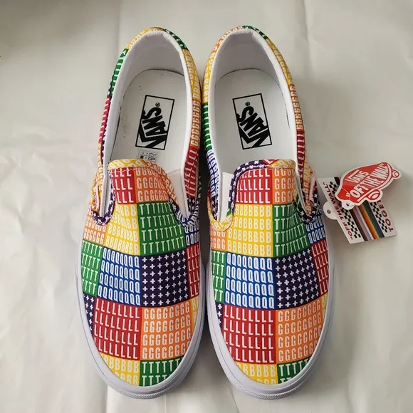NWT VANS pride lgbtq  classic slip on sneakers rainbow men's 7.5 women's 9