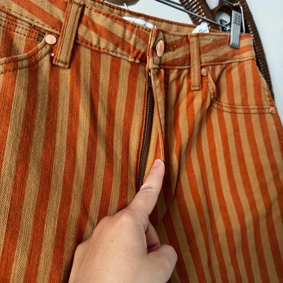 NWT Wrangler Wanderer 622 Festival HighRise Flare Jeans Orange Stripe Size 27