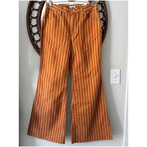 NWT Wrangler Wanderer 622 Festival HighRise Flare Jeans Orange Stripe Size 27