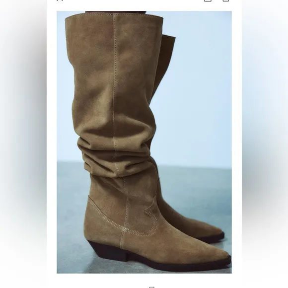 NWT ZARA 100% COW Leather COWBOY BOOTS SIZE 6.5🚨PRICE FIXED NON DISCOUNT