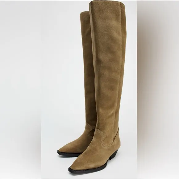 NWT ZARA 100% COW Leather COWBOY BOOTS SIZE 6.5🚨PRICE FIXED NON DISCOUNT