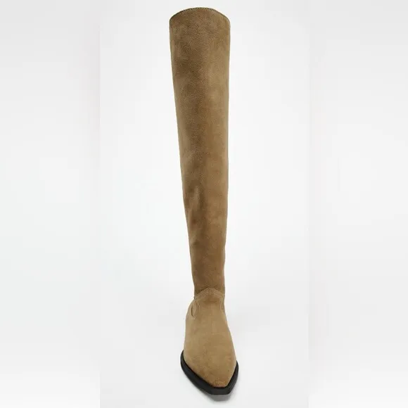 NWT ZARA 100% COW Leather COWBOY BOOTS SIZE 6.5🚨PRICE FIXED NON DISCOUNT