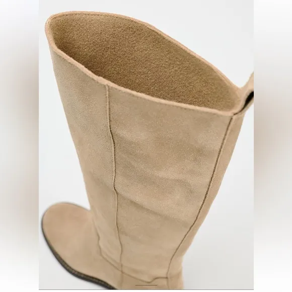 NWT ZARA 100% COW LEATHER SUEDE  BOOTS SIZE 10🚨PRICE FIXED NON DISCOUNT