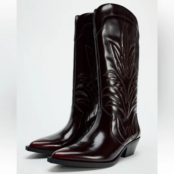 NWT ZARA EMBROIDERED COWBOY BOOTS SIZE 6🚨PRICE FIXED NON DISCOUNT