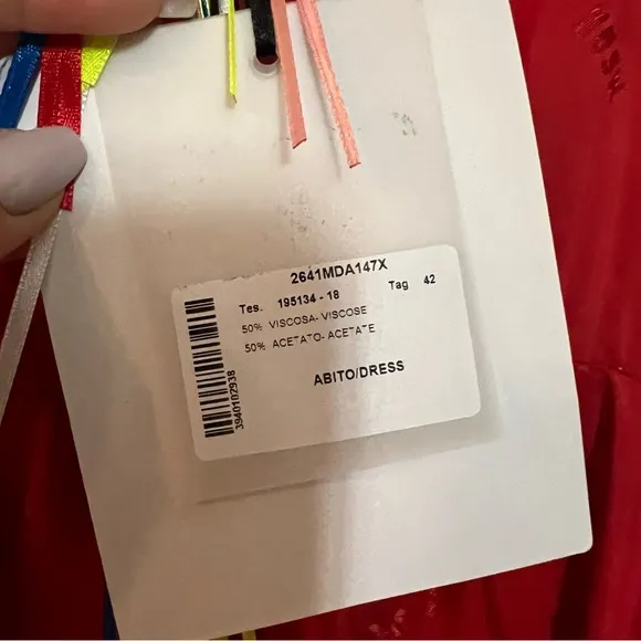 NWT❤️MSGM ❤️Red ALL OVER MSGM LOGO satin ruffle button dress
