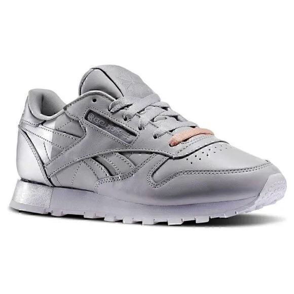 NWT Women’s Reebok Leather Matte Shine Pack Gray Silver AR3072  - 8.5