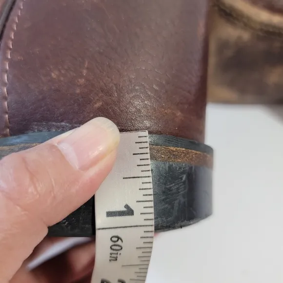 Old West Leather Brown Blue Western Boots Boys Sz 7D Rodeo Barn Country Style