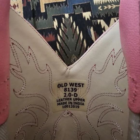 Old West Pink Cowgirl Boots for Girls size 2.0 D