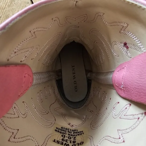 Old West Pink Cowgirl Boots for Girls size 2.0 D