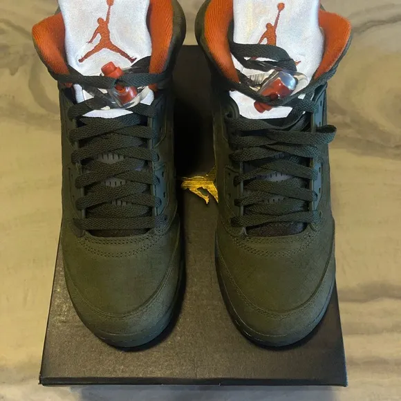 Olive Green and Orange Sneakers