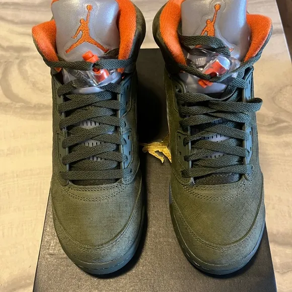 Olive Green and Orange Sneakers