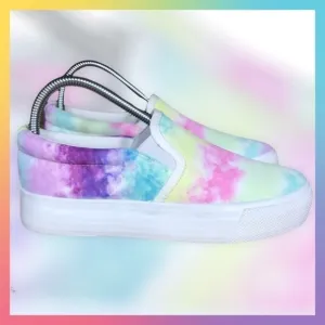 Olivia   Kate Beyley Rainbow Tie Dye Platform Slip on Sneakers