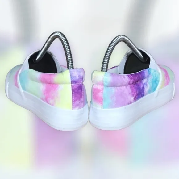 Olivia   Kate Beyley Rainbow Tie Dye Platform Slip on Sneakers
