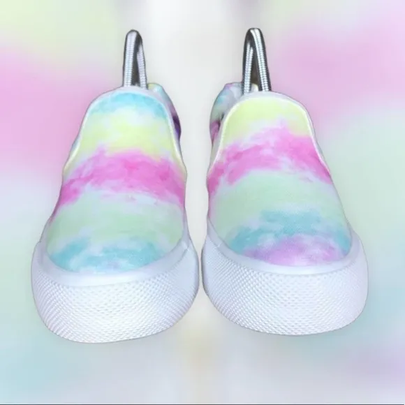 Olivia   Kate Beyley Rainbow Tie Dye Platform Slip on Sneakers