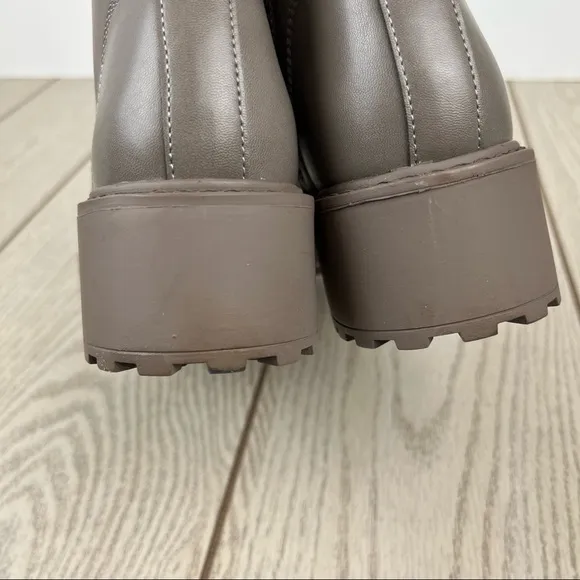Olivia Miller Crystal Lace Front Combat Boot 6.5 Light Grey Faux Leather $105