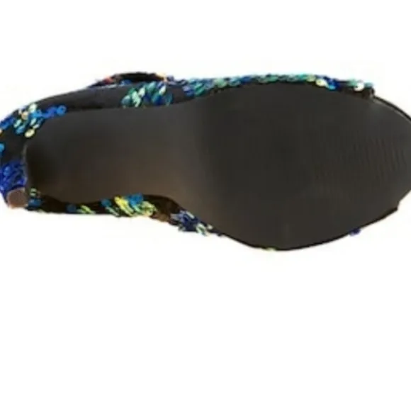Olivia Miller Sequin High Heel Boots Peeptoe