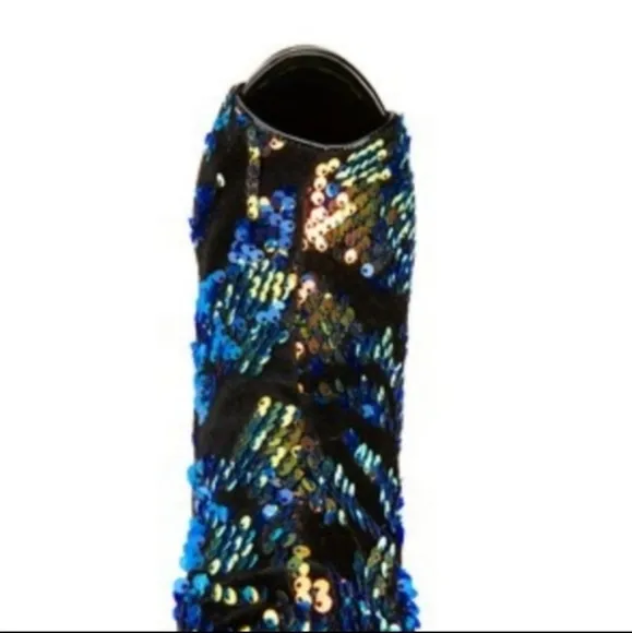 Olivia Miller Sequin High Heel Boots Peeptoe