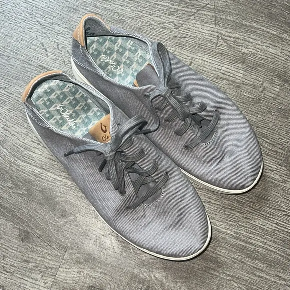 Olukai Ki’ihele Li Casual Canvas Gray Sneakers
