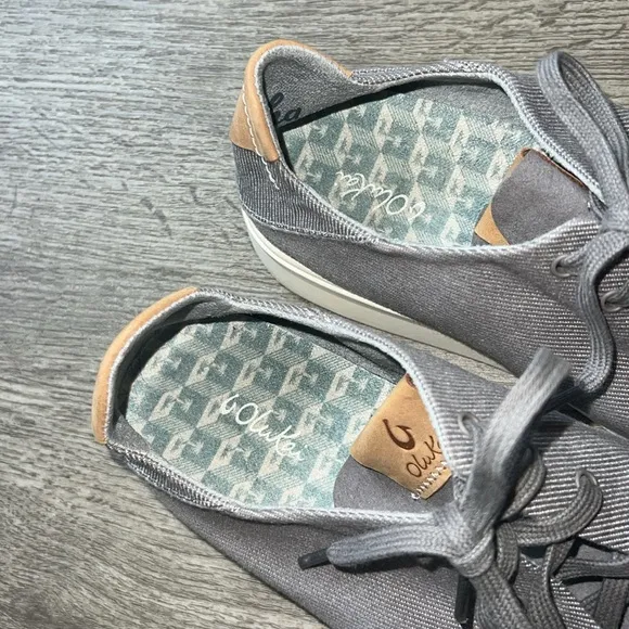 Olukai Ki’ihele Li Casual Canvas Gray Sneakers